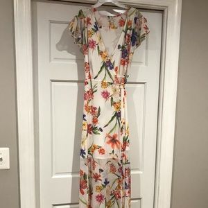 Eva Mendes/NYC floral long wraparound summer dress